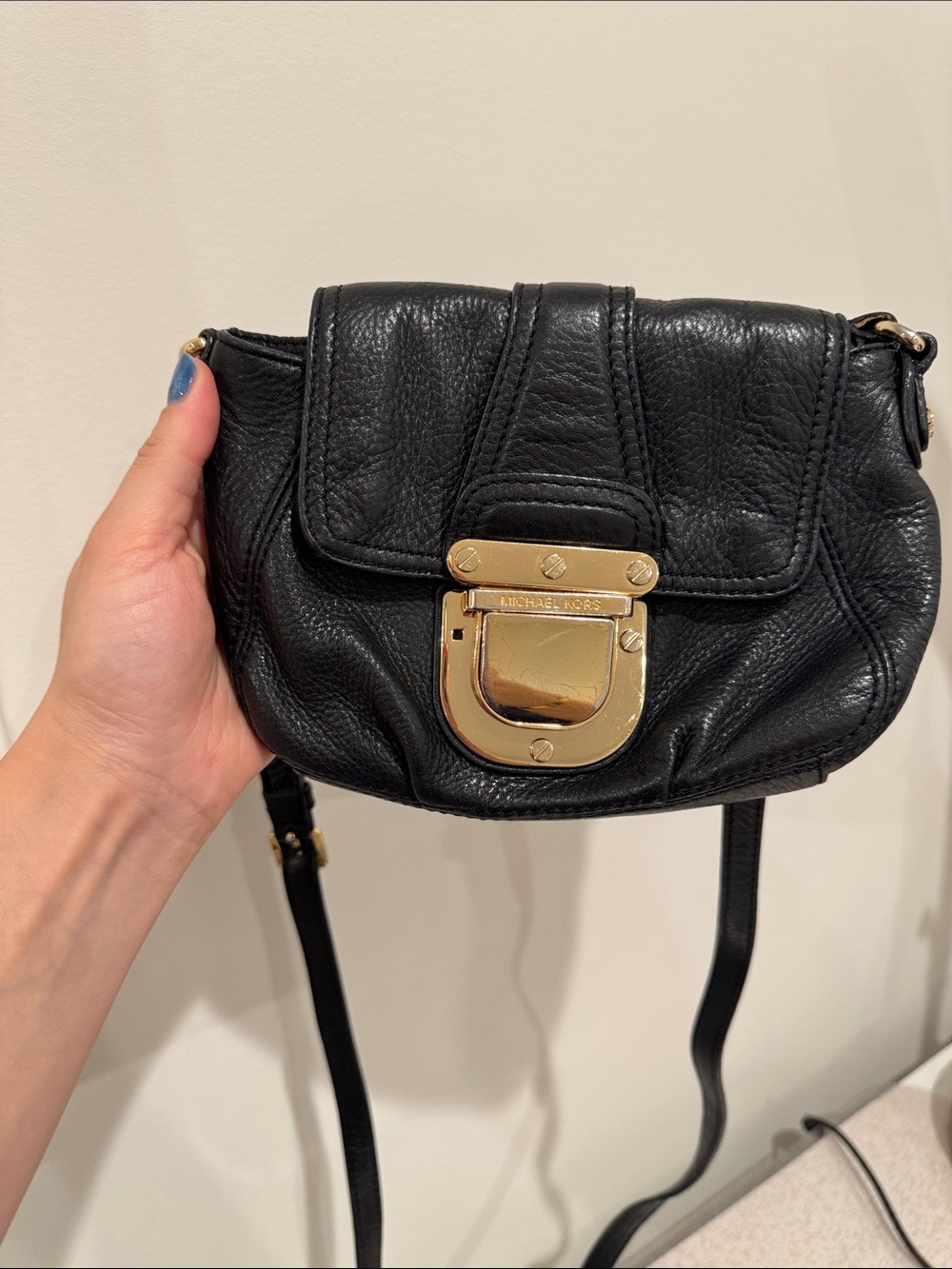Michael Kors Black Crossbody Bag with Gold Accent